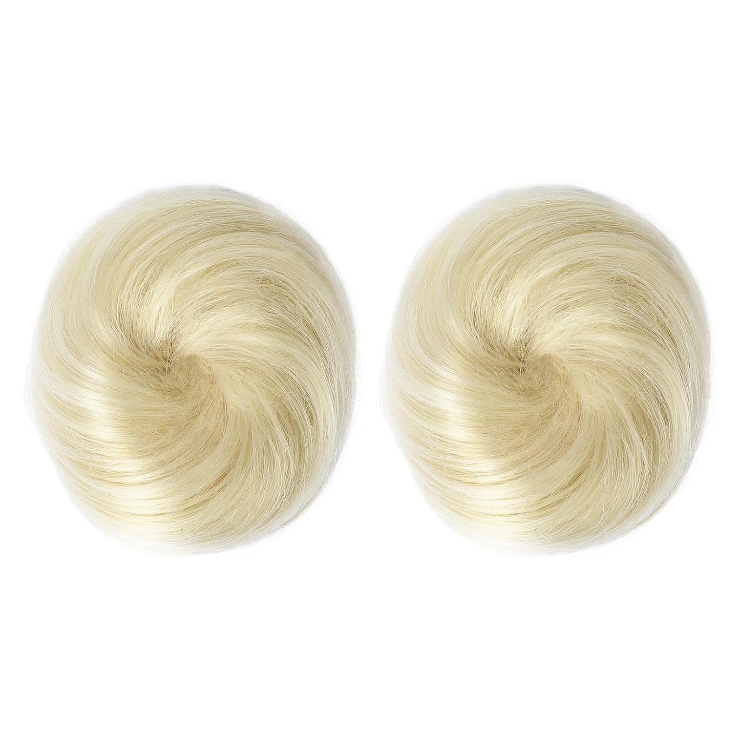 REECHO 2 PCS Mini Claw Clip in Messy & Cat Ears Hair Bun Extensions HB001 Wig Accessory Updo Hairpieces for Women (Pack of 2-3" Straight, Natural Blonde)