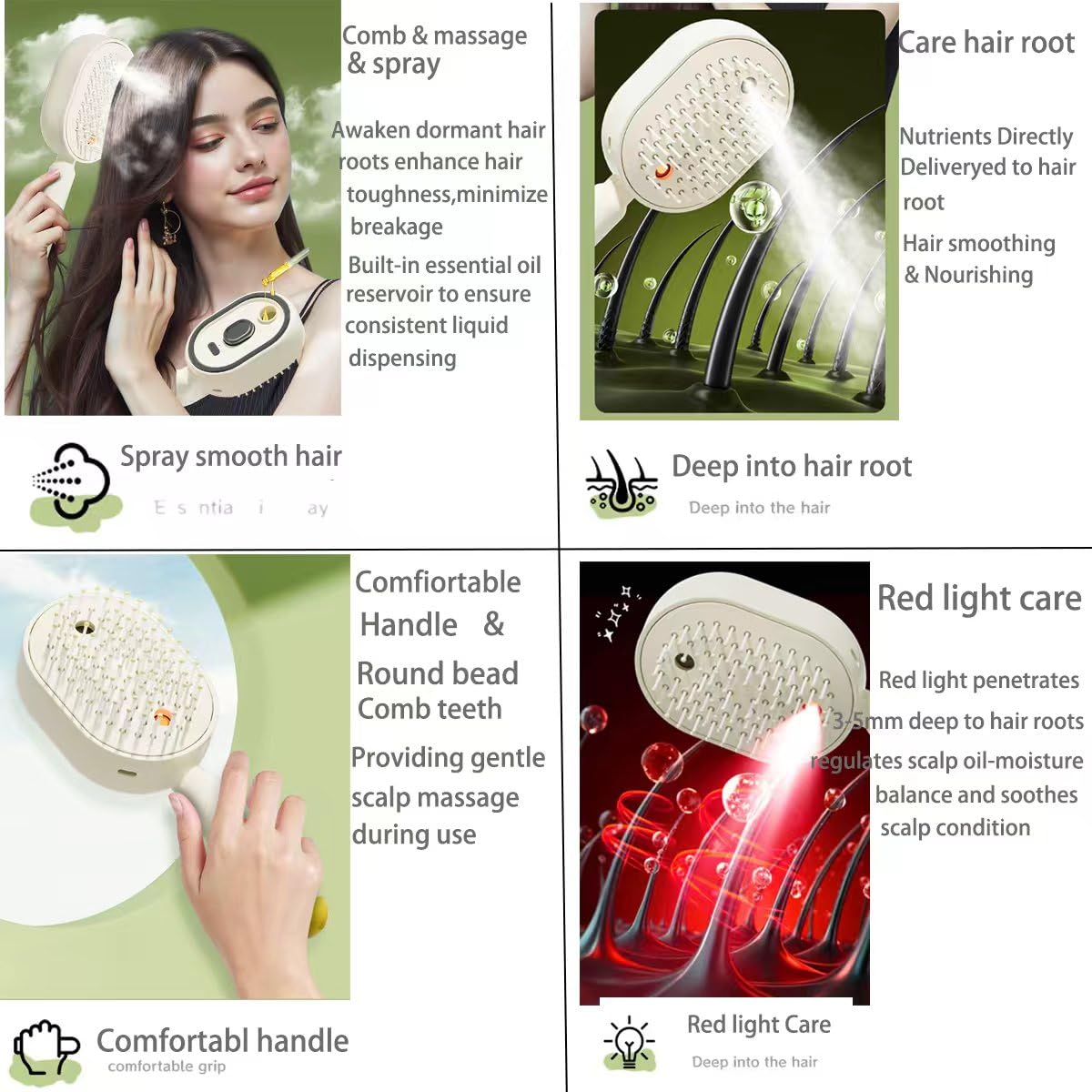 Electric Steam Brush, 2026 New 2 in 1 Misting Detangling Hair Brush, Rechargeable Self-Cleaning Spray Comb, Anti-Static Air Cushion Comb for Curly Straight Hair, Home Travel Use (Pink)