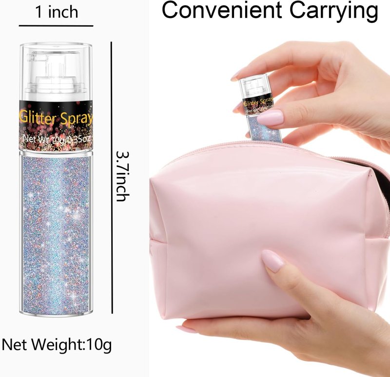 Rainbow Glitter Hairspray - Holographic Hair & Body Glitter Spray for Festivals | 1PC Ultra Fine Sparkle Powder