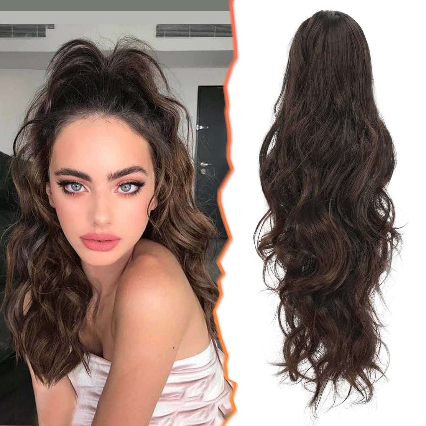 Claw Clip Ponytail Extensions - 14 Inch Short Wavy Gray Hairpiece for Women | Thick Synthetic Ponytail
