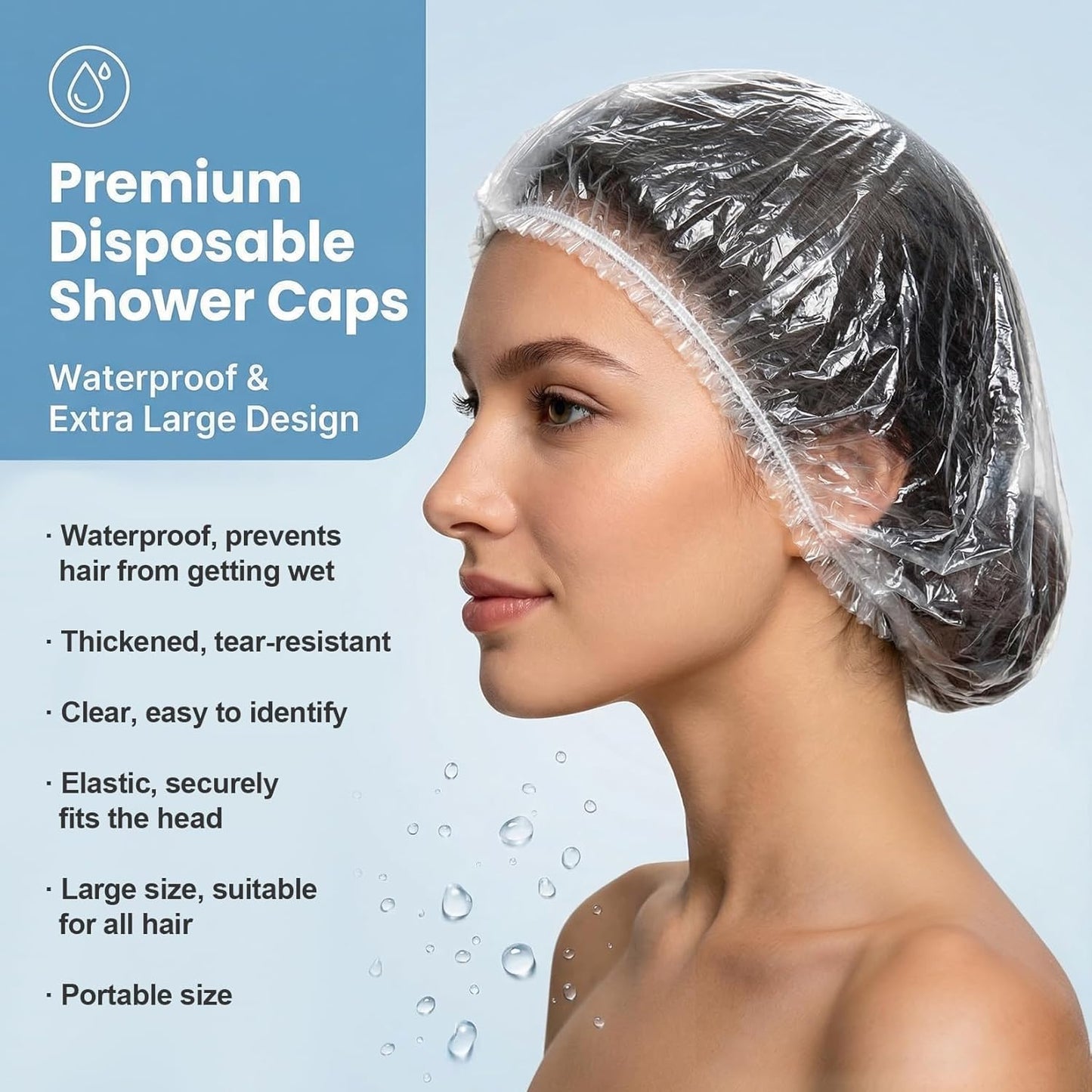 **Disposable Shower Caps - Thickened Waterproof Hair Caps for Deep Conditioning | Large Size for Long Hair**