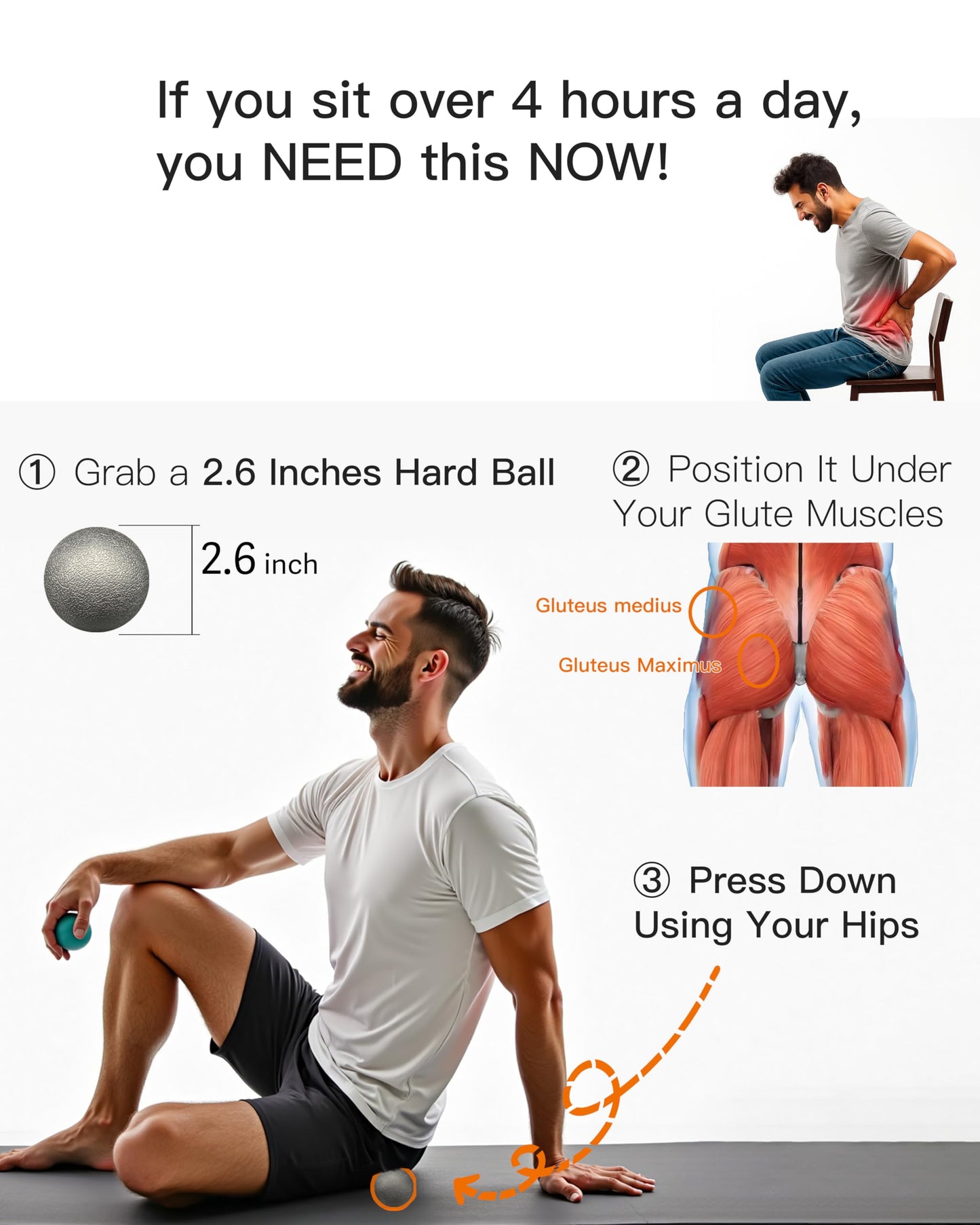 Plantar Fasciitis Relief Massage Ball – Lacrosse Ball, Foot Massage Roller & Myofascial Release Ball for Foot Pain, Trigger Point Therapy, Hard Ball for Deep Tissue & Fascia Massage