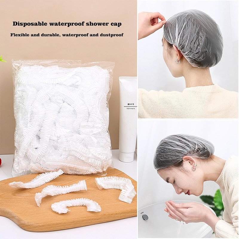 Disposable Shower Caps - Thickened Waterproof Hair Bath Caps for Travel, Spa & Home Use | 200 PCS Clear