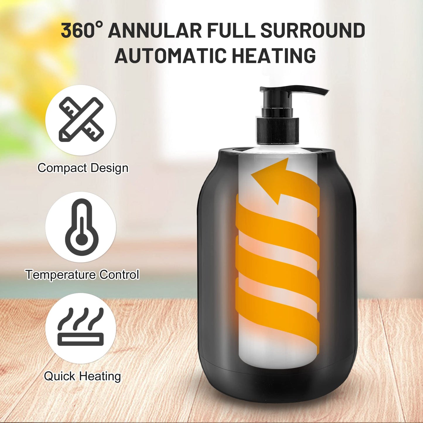 Massage Oil Warmer Bottle Professional Electric Lotion Digital Heater for SPA, Automatic Lotion Cream Oil Warmer Heated for Salon, Barber Shops, Home, with Two Bottle Dispenser (Black)