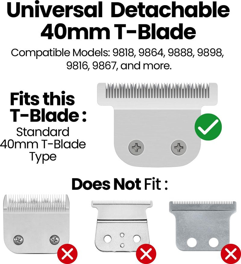 Guide Comb Set for 40mm T-Blade Trimmer, Trimmer Guard for Precise Hair & Beard Trimming, Compatible with Wahl T-Blade Trimmers - 8 Sizes Available