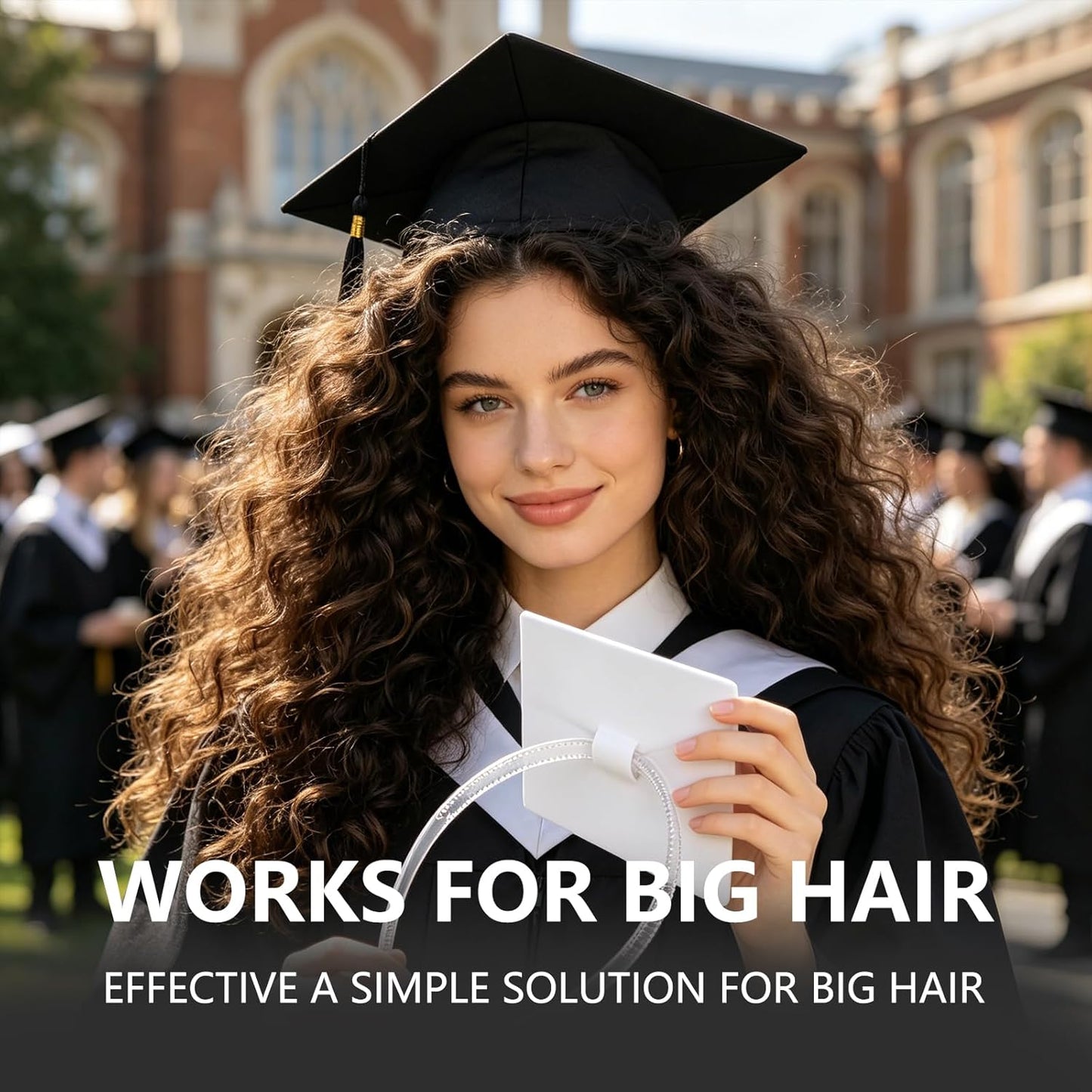 Graduation Cap Headband for Women - Firm Anti-Fall Hairband | Clear (2pcs)