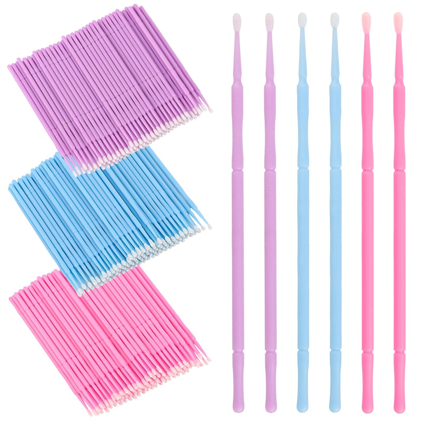 300 Pcs Disposable Micro Applicator Brush, Micro Swabs, Eye Lashes Mascara Wands for Eyelash Extension(mixed 3 color)
