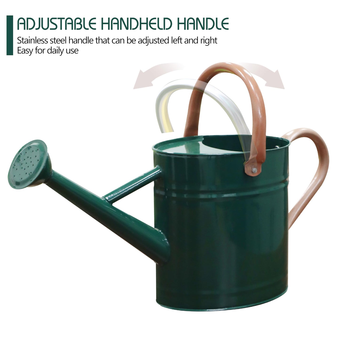 yourjoy Metal Watering Can with Removable Spout, 1 Gallon Watering Cans Stainless Steel Handhold for Outdoor Indoor Garden Plants Watering (Green)