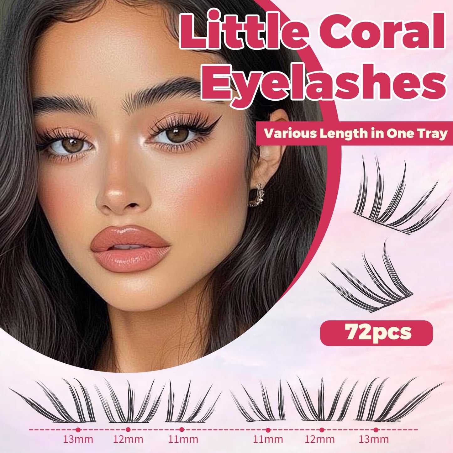 Manga Lash Clusters Kit - Spiky Eyelash Extensions with Bond & Seal | 72 Pcs Wet Look Lashes