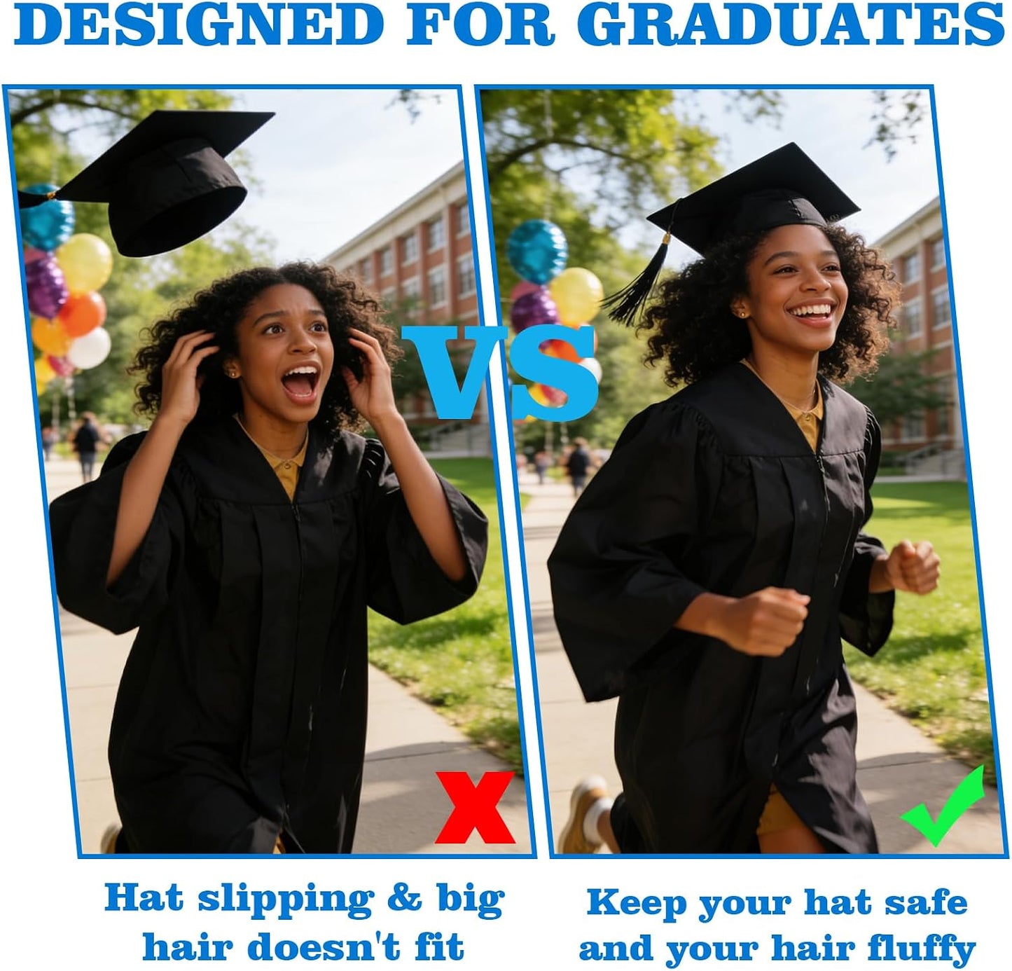 Graduation Cap Headband - Secure Fit Holder for Hairstyle | Class of 2026 Accessory