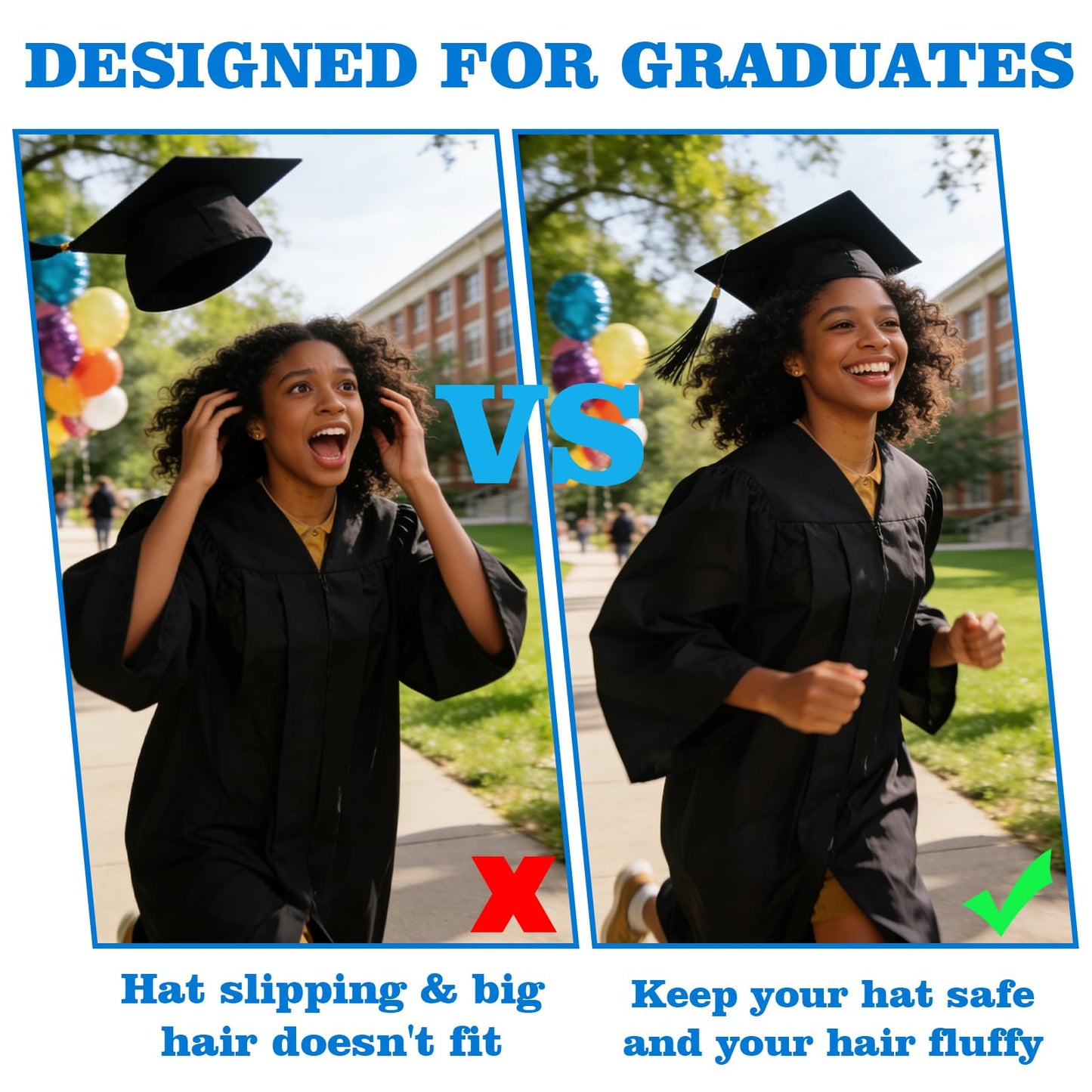 Graduation Cap Headband Insert Grad Hat Headband Holder for Secure Fit Keep Hairstyle Intact - Graduation Cap Decorations & Accessories for Women, Graduates, Class of 2026 (Grad Cap Not Included)