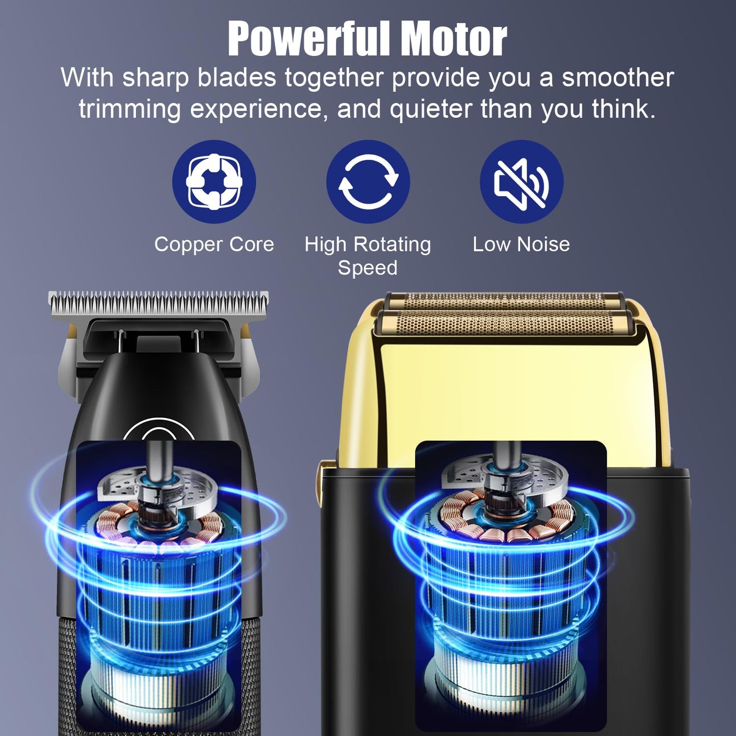 HIENA PRO Hair Trimmers and Foil Shaver for Men Kit,Men Professional Cordless Barbers Hair Clippers with LCD Display,Black Gold Zero Gapped Hair Trimmer, Double Foil Shaver