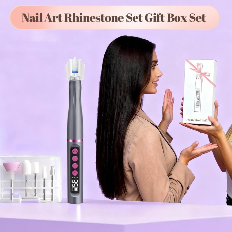 Electric Nail Drill with UV Lamp 6 in 1 Cordless Nail File Portable Efile Nail Set 35000 RPM Professional Rechargeable Nail Drill Machine for Acrylic Gel Nail Manicure Pedicure for Home