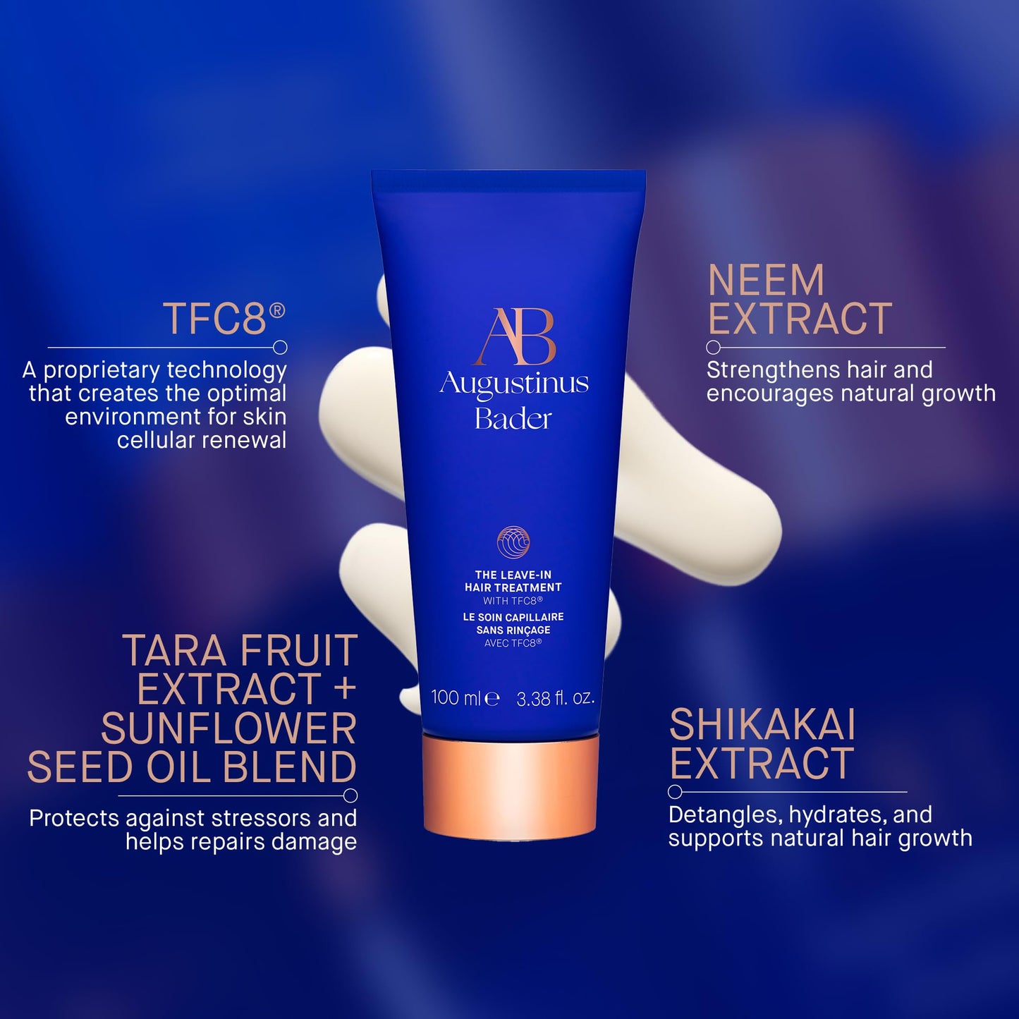 Augustinus Bader The Leave-In Hair Treatment – Luxury Lightweight Styling & Repair Cream – Strengthens, Hydrates & Protects from Heat Damage – Smooths Frizz & Boosts Shine – 100 ml / 3.4 fl oz