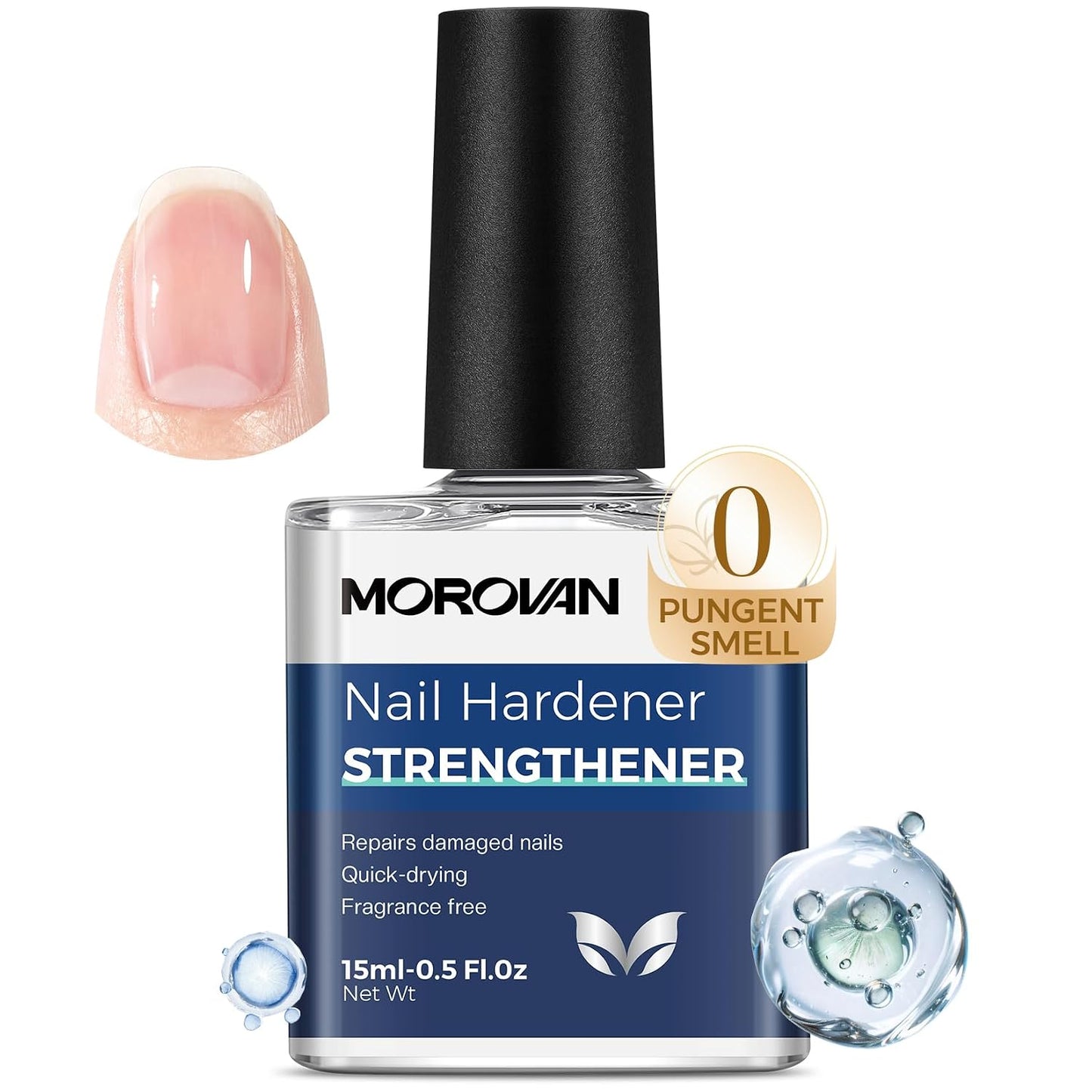 Morovan Nail Strengthener - Keratin Ridge Filler for Thin, Weak Nails | Milky White 15ml