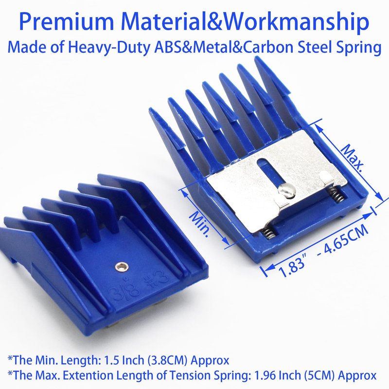 AIRERA Professional A5 Style Animal Hair Clipper Attachment Guard Guide Cutting Combs 76926-900, Compatible with Oster Classic 76 A5 Andis AG BG Wahl KM Pet Groomers (Navy, #3-3/8")