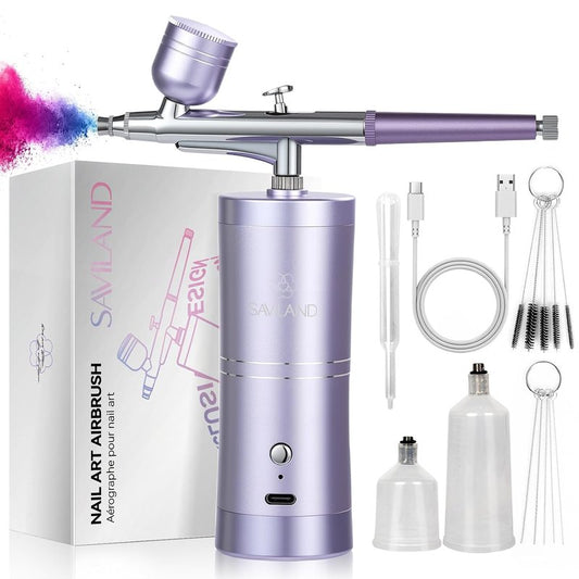 SAVILAND Pro Airbrush for Nails - 25 PSI Precision Nail Art Tool | Cordless, 0.3mm Nozzle, Flow-Locked Atomization