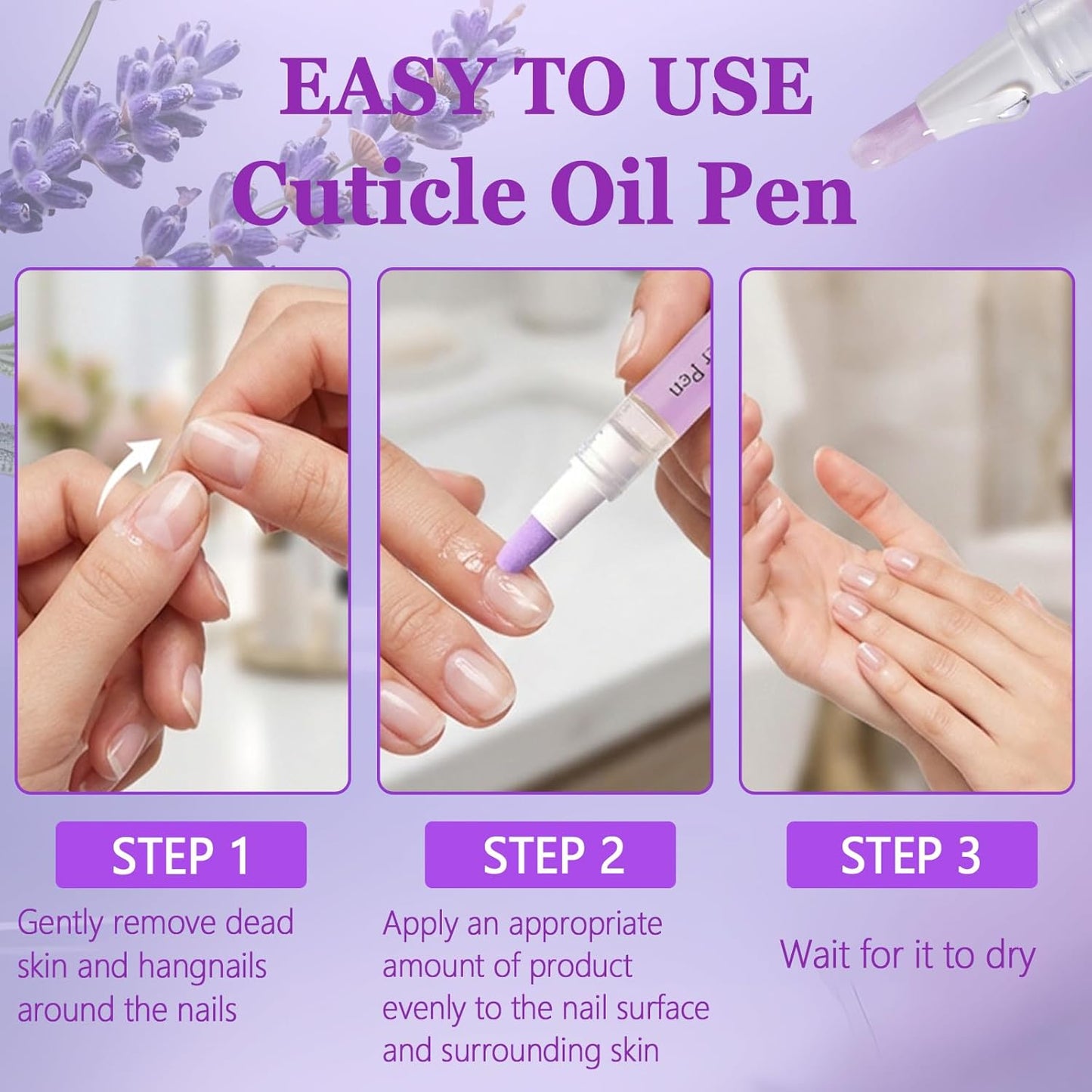 2-in-1 Ceramic Cuticle Oil Pusher Pen - Moisturizing Nail Care for Dry & Damaged Nails | 2PCS