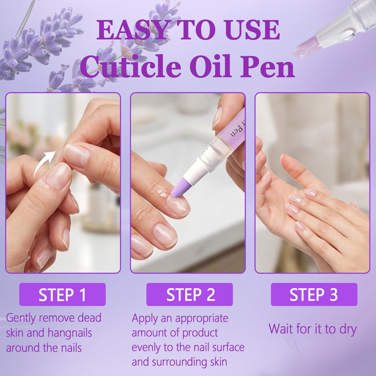 2PCS 2-in-1 Ceramic Cuticle Oil Pusher Pen, Cuticle Oil Pusher Pen, Nail Care Buffer Pens, Moisturizing Nail Care, for Dry & Damaged Nails, Hangnails, Moisturize Strengthen Brighten