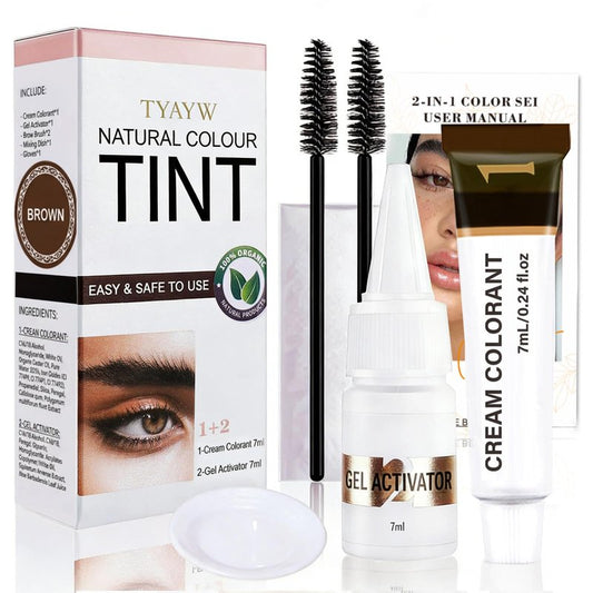 Lash Color Kit, Instant Eyebrow & Eyelash Color Set with Natural Ingredients, Temporary Brow & Lash Color for Home DIY, Safe & Easy for Beginner, 7ml-Brown