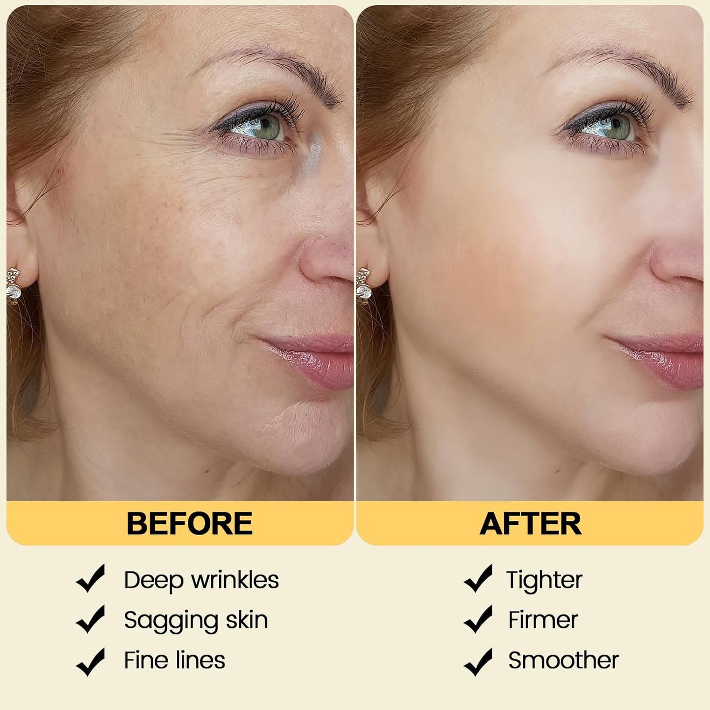 Instant Face Tightener Cream - Firming & Wrinkle Smoothing | Reduces Fine Lines & Pores, 3.53 oz