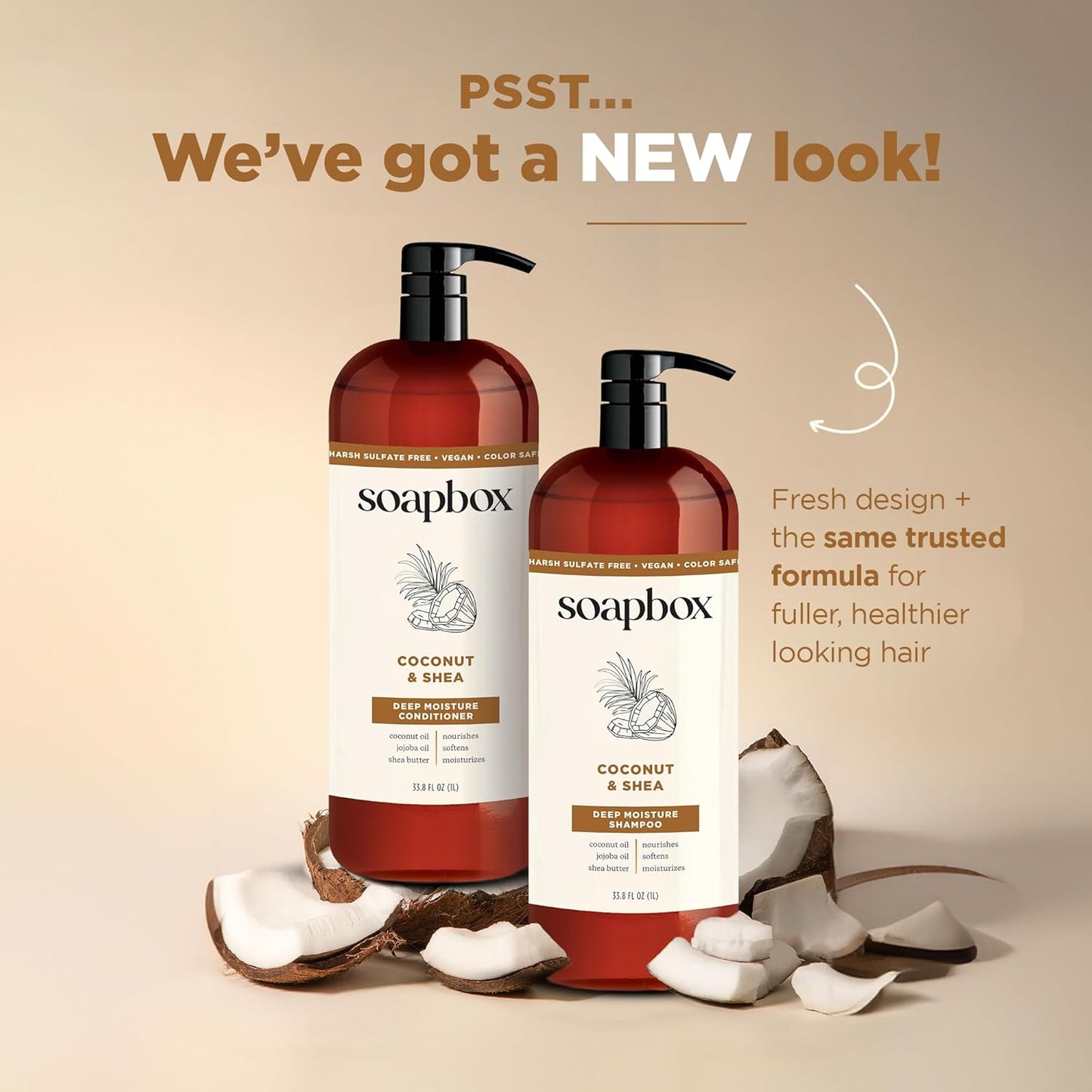 Coconut & Shea Conditioner - Hydrating Formula for Soft, Shiny Hair | 33.8oz Liter, Clean Ingredients