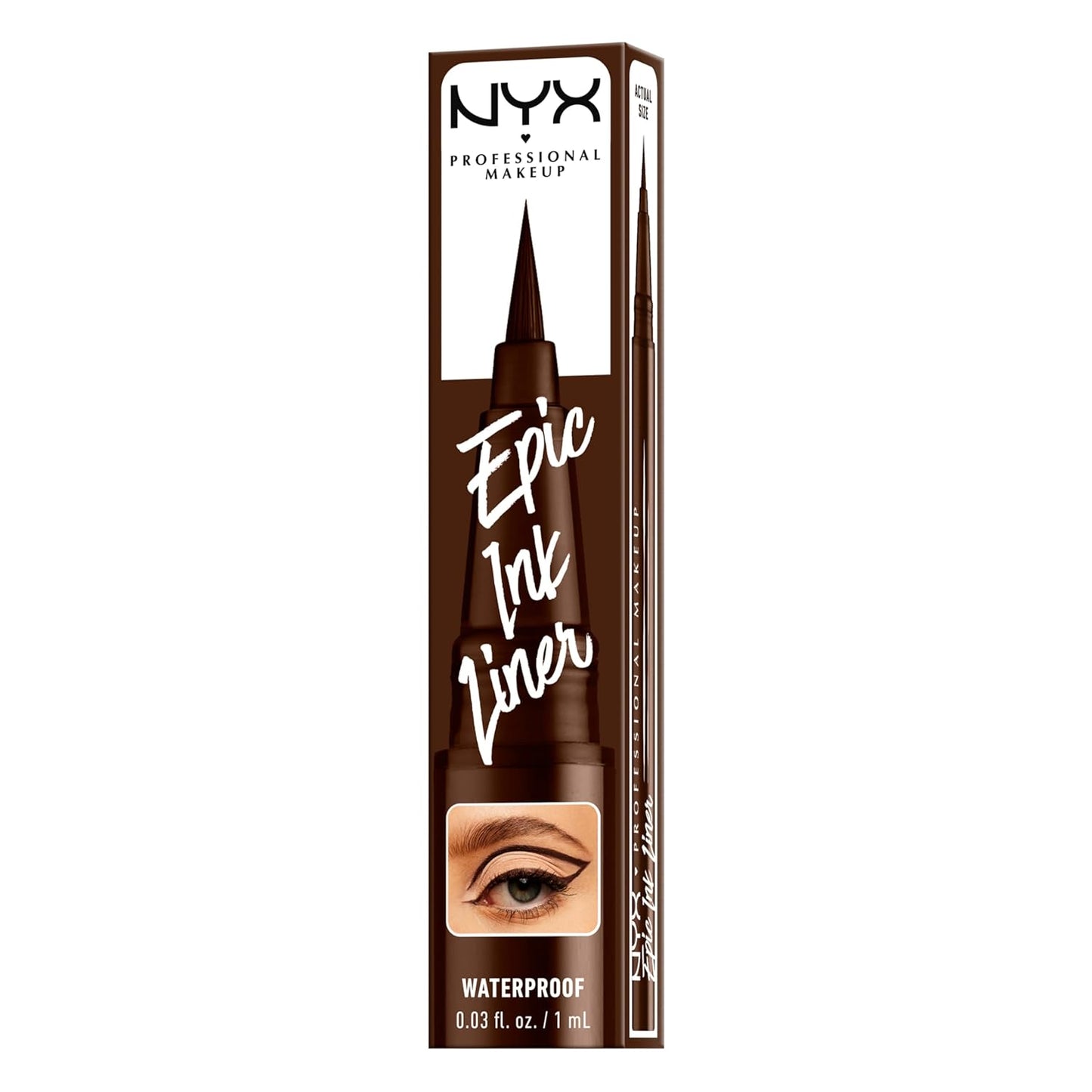 NYX Epic Ink Liner - Waterproof Liquid Eyeliner with Vegan Formula | Milk Chocolate Brown Matte