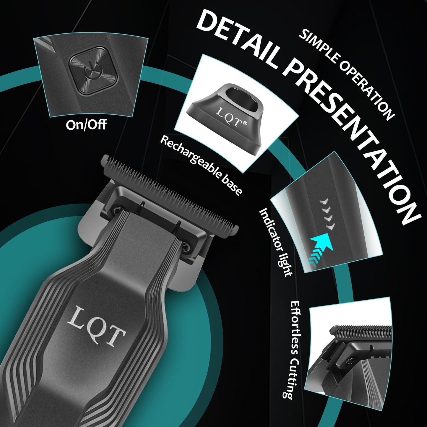 LQT Men's Beard Trimmer - All-in-One Trimmer with Precision Dial - Premium Facial Hair Groomer - USB Recharge Dock, Cordless Waterproof Wet/Dry Clipper Gift for Father