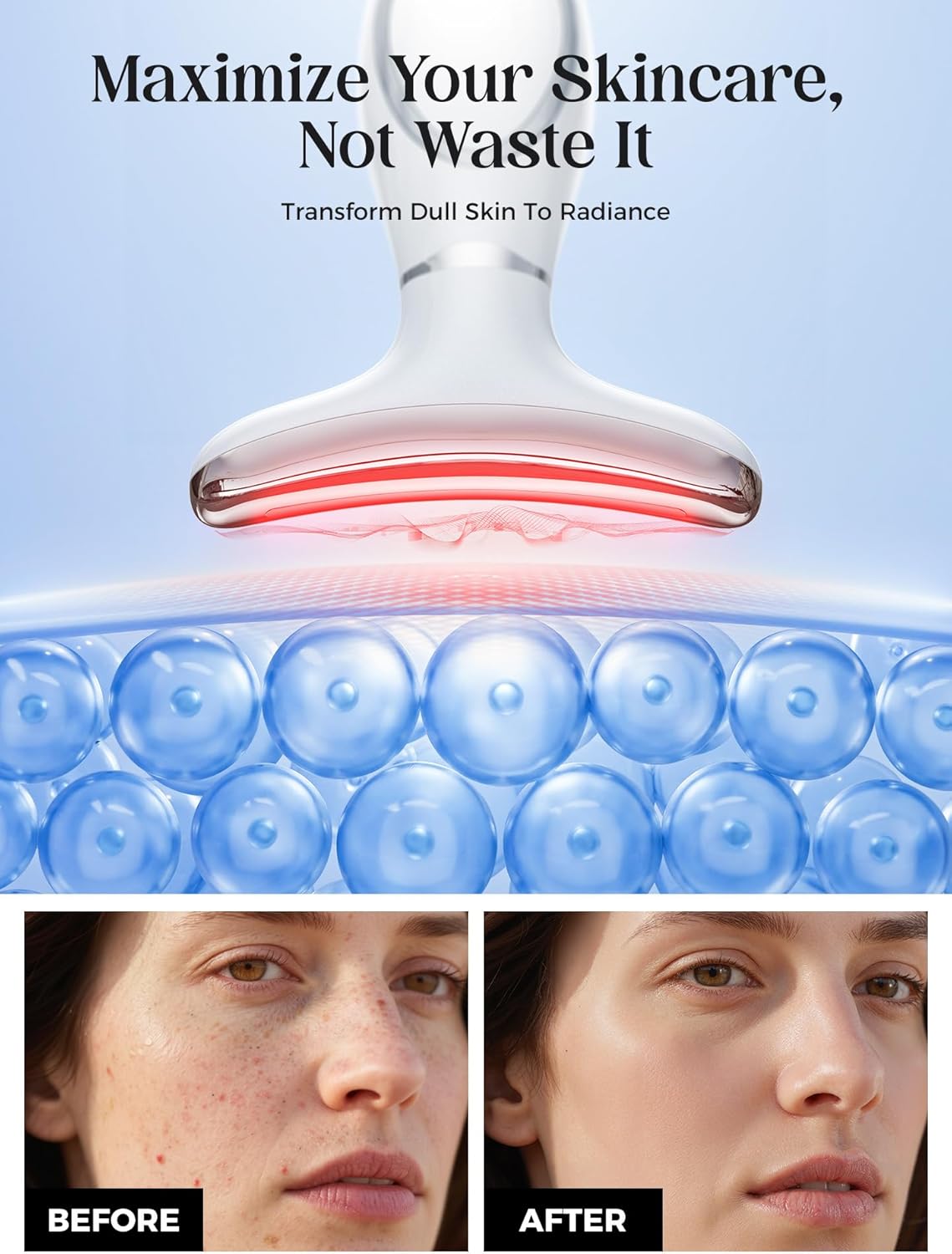 Red Light Therapy Device - Anti-Aging Face & Neck Massager | 7-Color LED Phototherapy, Rechargeable, Firming Tool