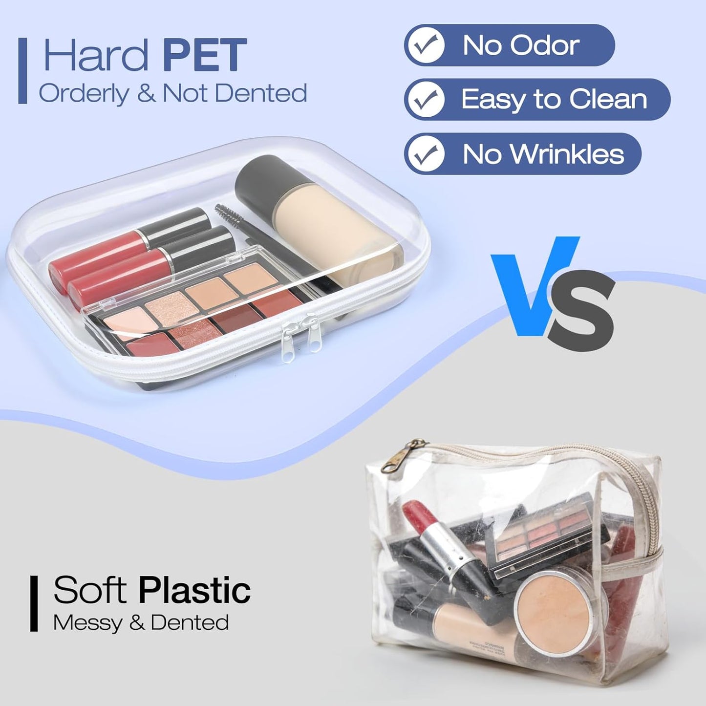 Clear Hard Shell Zipper Case - 4 Pack Diaper Bag Organizer Pouches | Waterproof Toiletry & Makeup Bags for Travel