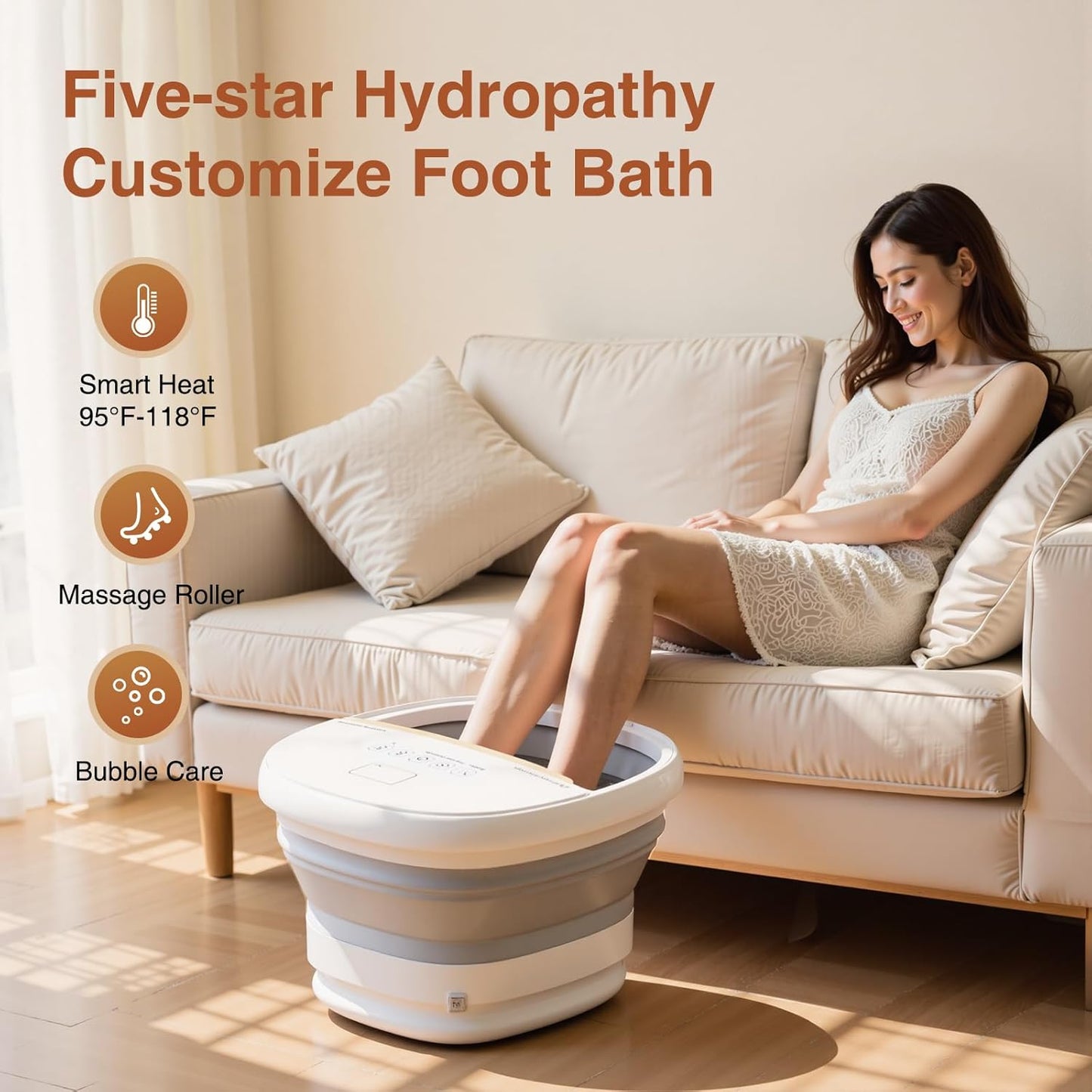 Pedicure Foot Spa - Collapsible Soaking Tub with Bubble & Heat | Remote Control Foot Bath for Relaxation