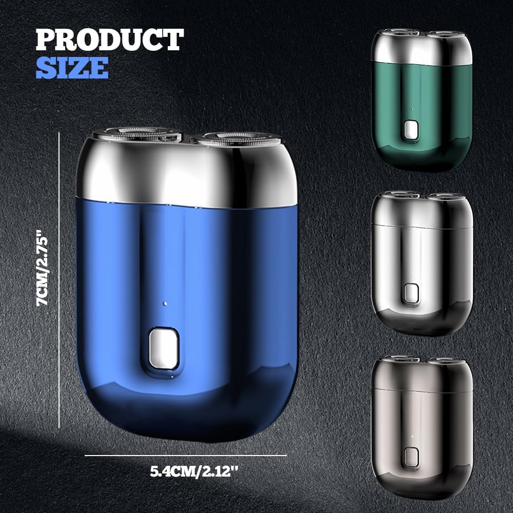 Pocket Shaver - Rechargeable USB Mini Electric Razor for Men | Waterproof, Portable Design - Blue