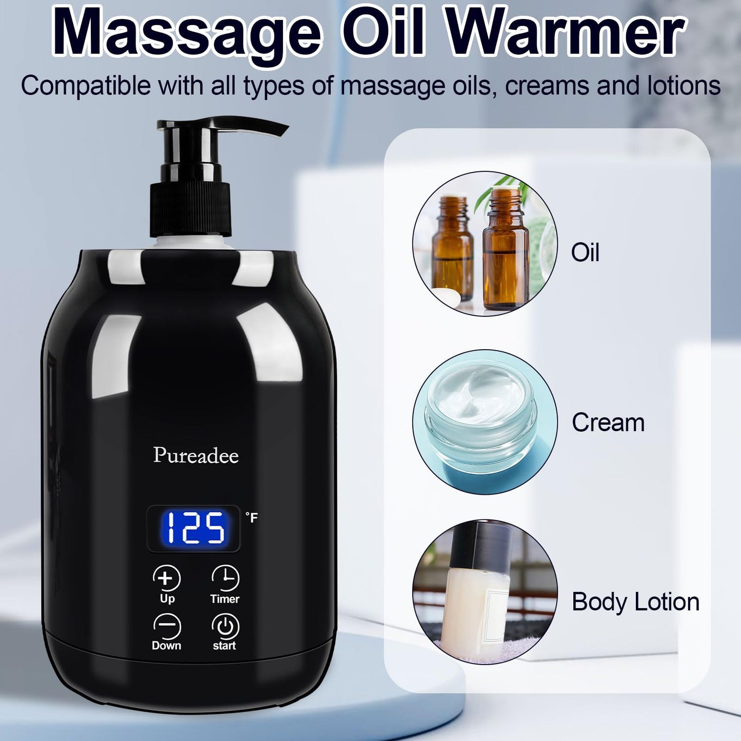 Massage Oil Warmer, Massage Oil Warmer for Massage Therapy, Oil Warmer for Massage for Salon, Barber Shops, Home, with Two Oil Bottle Dispenser