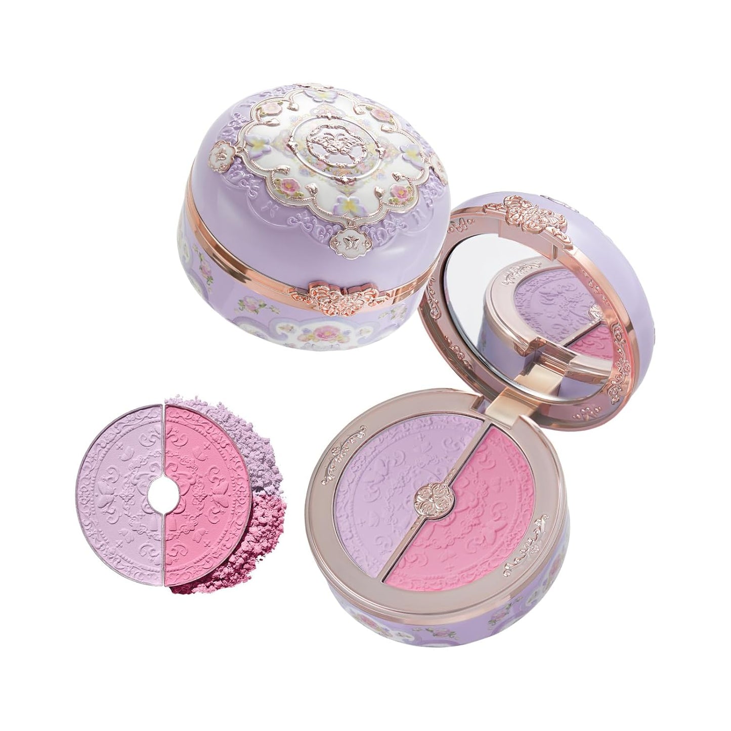 Butterfly Cloud Collar Highlighting & Blush Duo Powder - Blue & Pink Matte Palette, 0.21 Oz (02 Seaborne Moon)