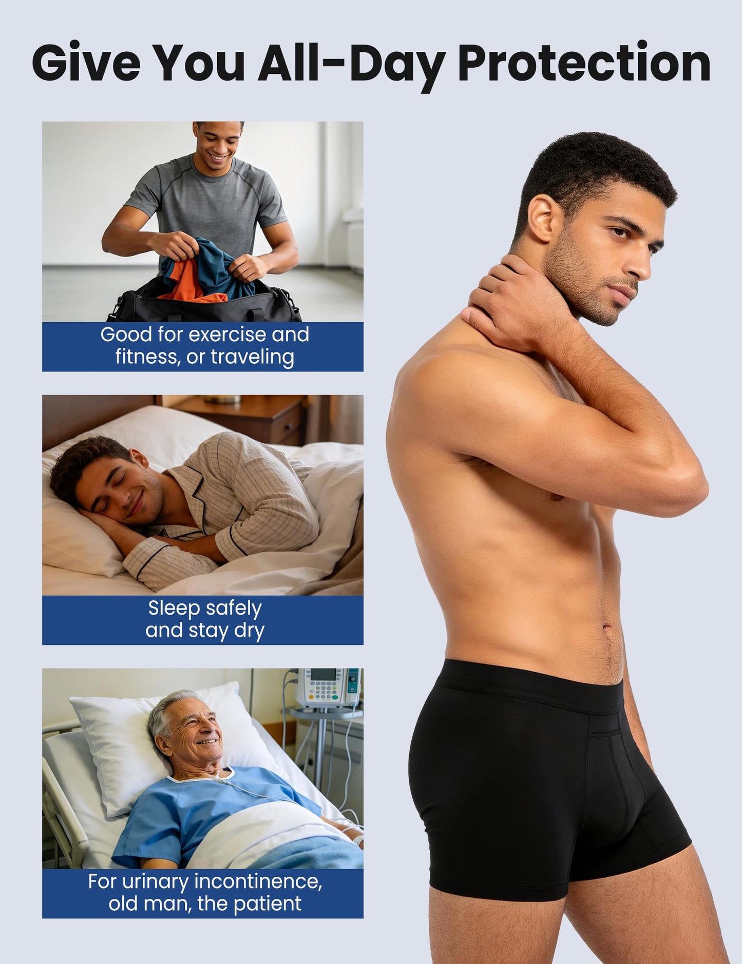 ECO PERIOD Incontinence Underwear for Men 100ML Leak-Proof Boxer Briefs