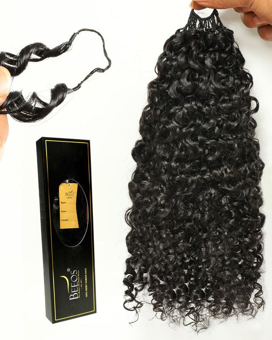 BEEOS Human Crochet Hair Burmese Curly 160g, Pre-Separated Knotless Feather Crochet Human Hair for Black Women 22 Inch, Detangle Easily and Reusable