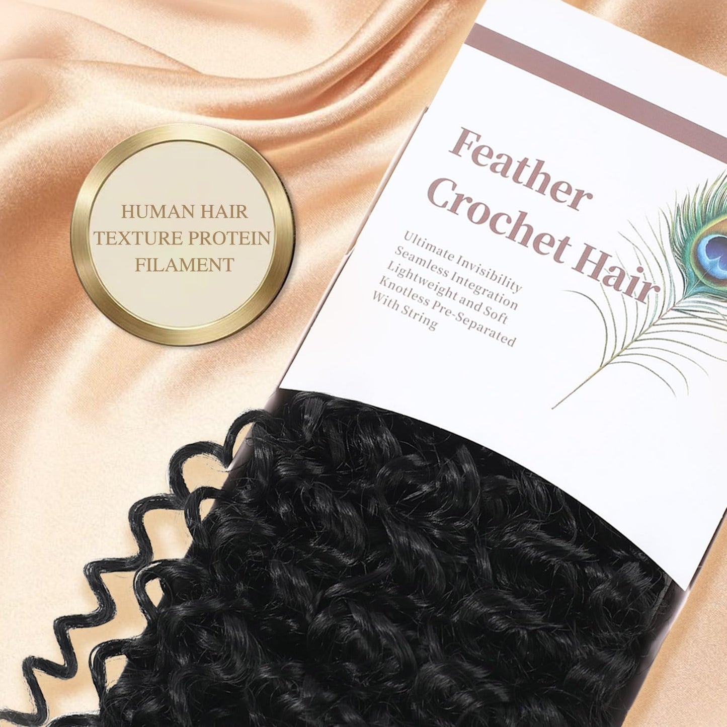 Miracle Knots Hair Feather Crochet Hair for Black Women with Invisible String 14" Texture 100 Strands knotless Pre Separated Curly Crochet Hair Extensions Braids (1B#, 16 Inch (130g))