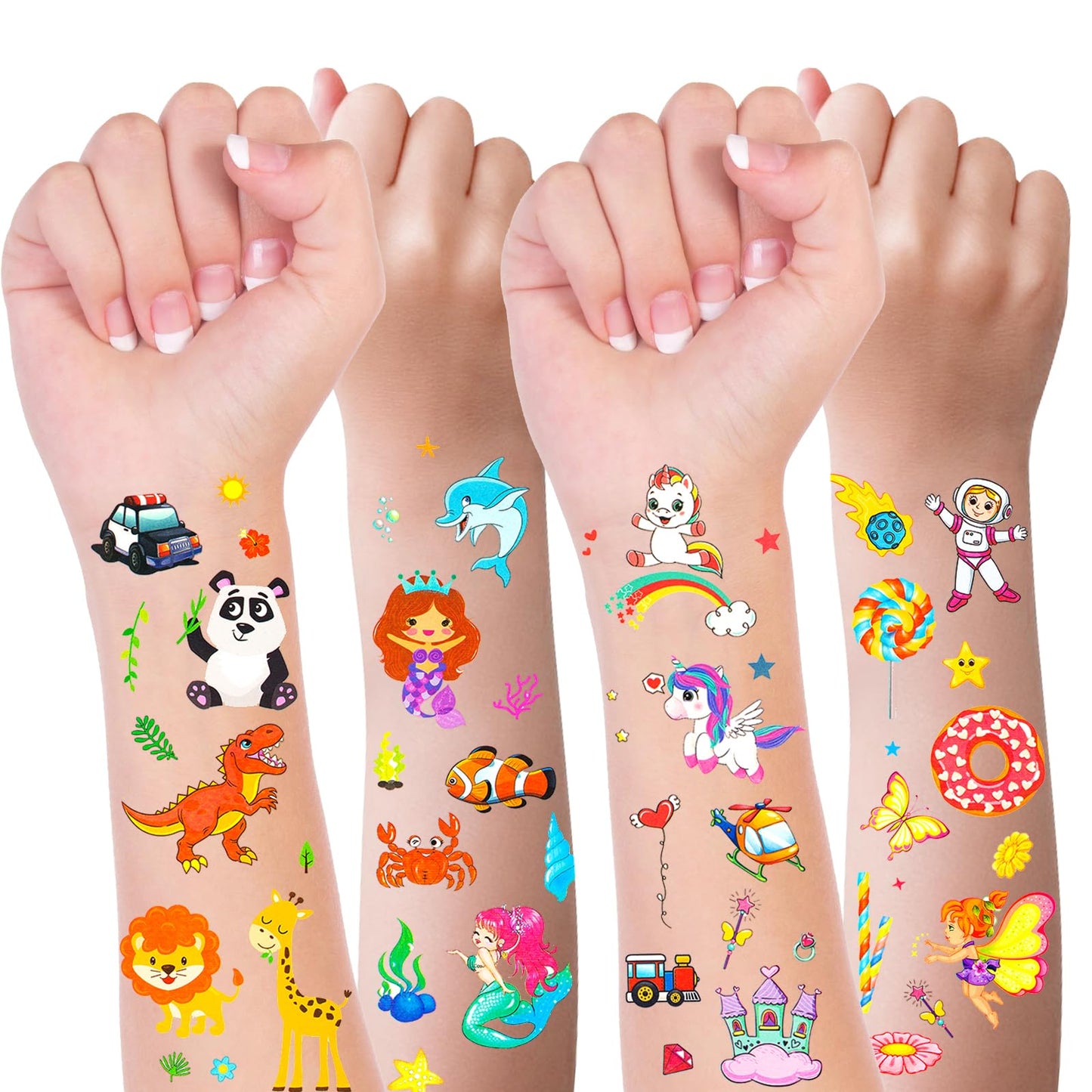 Habett Temporary Tattoos for Kids, 300+ Mixed Styles Temporary Tattoos Stickers Set for Girls and Boys, Dinosaur Animals Butterfly Fish Temporary Tattoos for Kids Birthday Party Supplies Party Favors