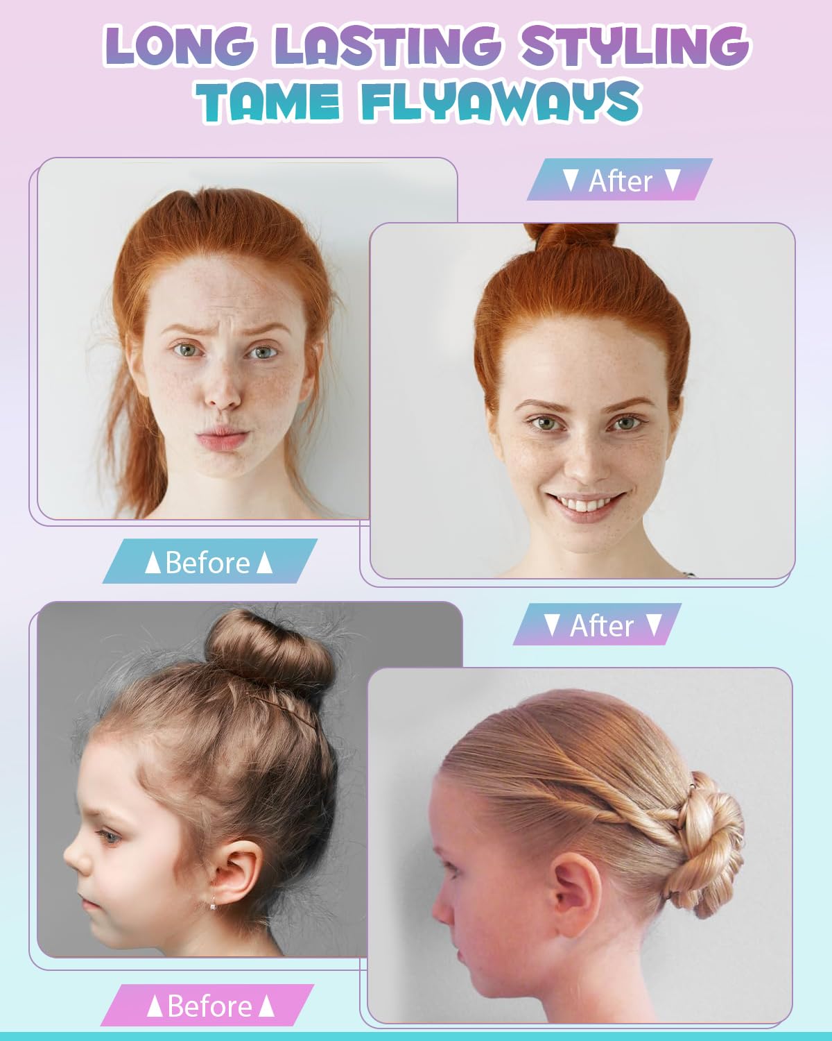 Samnyte Hair Wax Stick for Girls Women, Wax Stick for Hair, Tamer for Flyaway, Hair Accessories Slick Stick ＆ Hair Bun Maker for kids to Ponytail, Bun, Braids, Gifts for Teen Girls, 2.7 Fl Oz