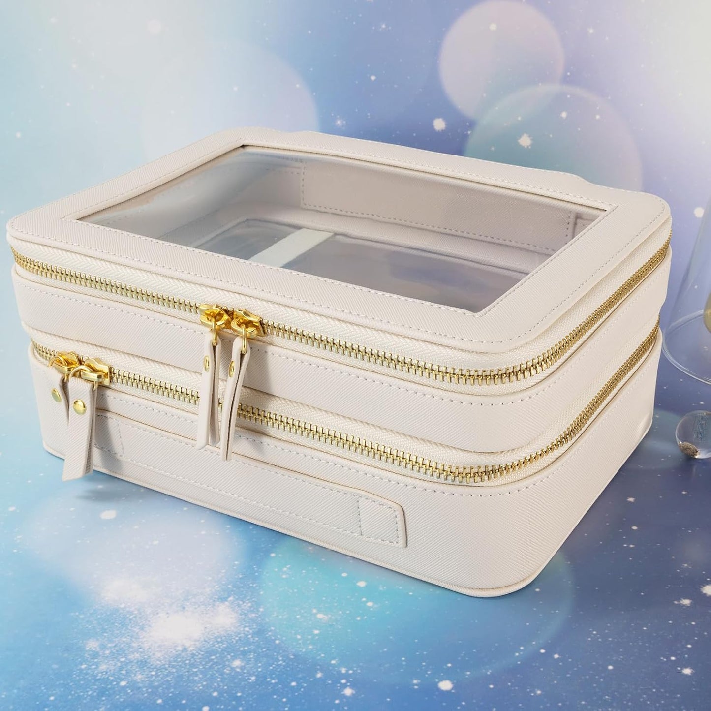 Clear Travel Toiletry Bag - Compact Makeup Organizer for Travel | White, SHC-TL-2