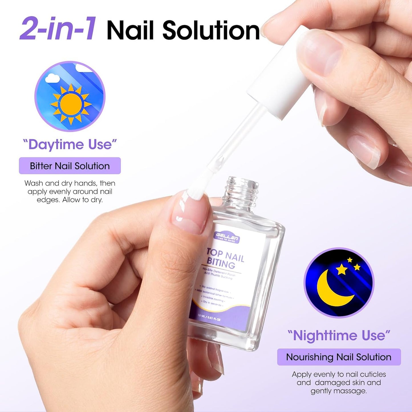Gellen Nail Biting Treatment - 15ml Bitter Taste Solution for Kids & Adults | Stop Nail Biting & Thumb Sucking