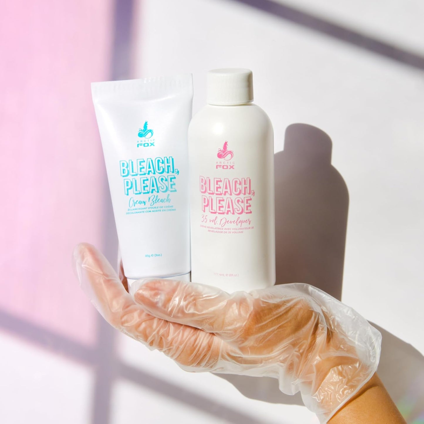 Arctic Fox Hair Lightening Kit - 35 Volume Bleach Cream with Acai & Cocoa | Vegan, Latex-Free Gloves