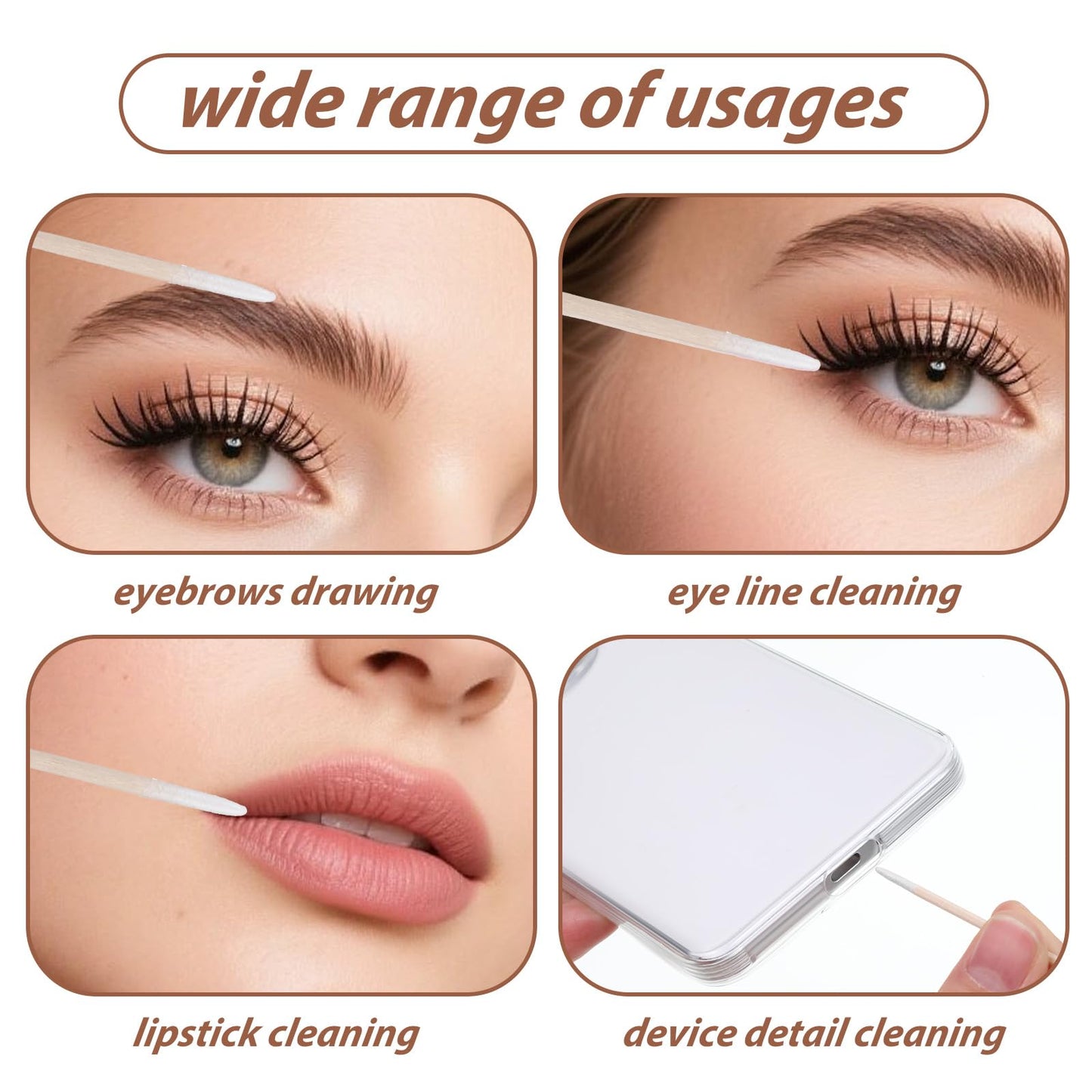 300PCS Pointed Cotton Swabs for Makeup Microblading Precision Tip Cotton Swabs