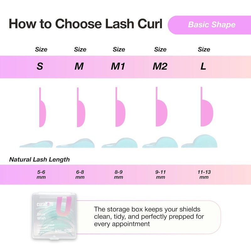 Eyelash Perm Pads - Curacoro Lash Lift Shields, 10 Pcs in 5 Sizes | Reusable Silicone Curling Tools