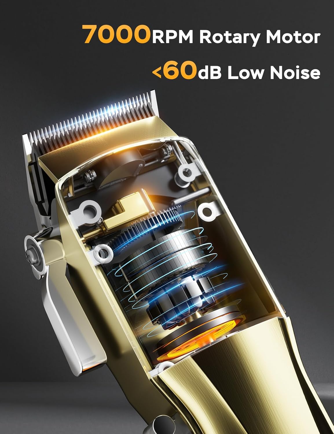 Professional Hair Clippers for Men - Cordless & Corded with 7000RPM Motor | Waterproof Cutting Kit in Gold