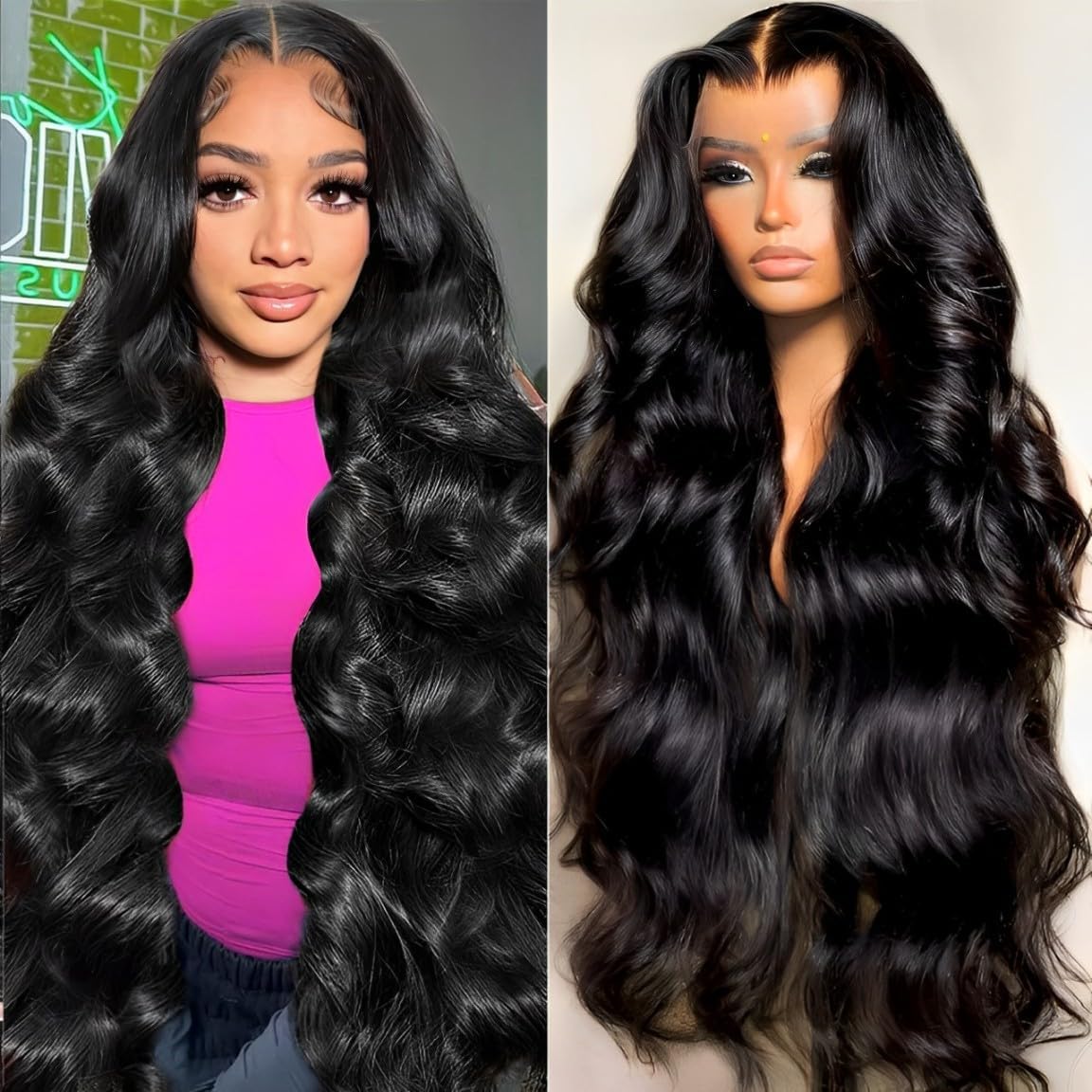 30 Inch Body Wave Lace Front Wig - Glueless Pre-Cut Highlight Ombre 1B/30 | 220% Density for Women