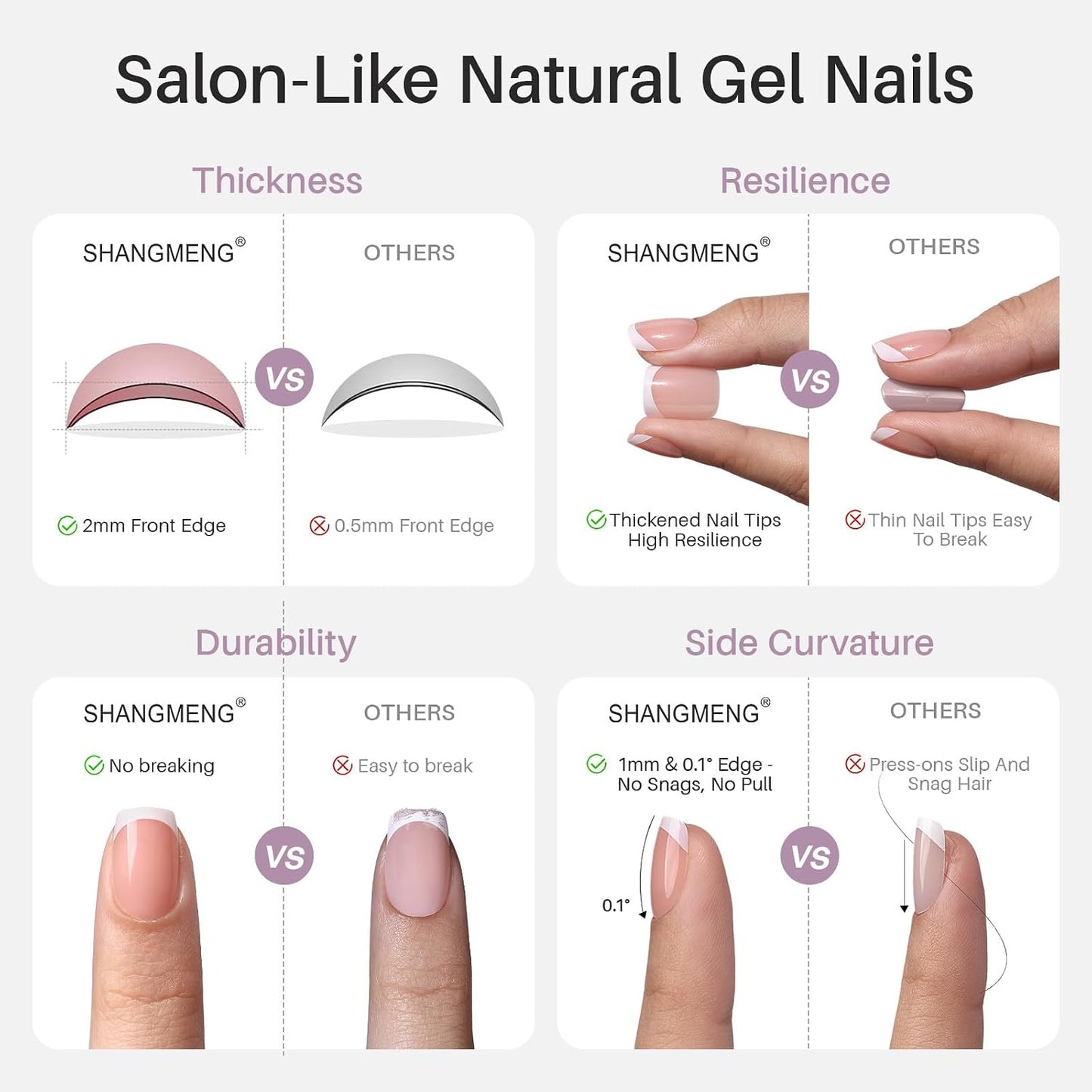 Chrome Press On Nails - Oval Soft Gel Nude Short for Women | 32 Reusable Glossy Glue-On Nails in 16 Sizes