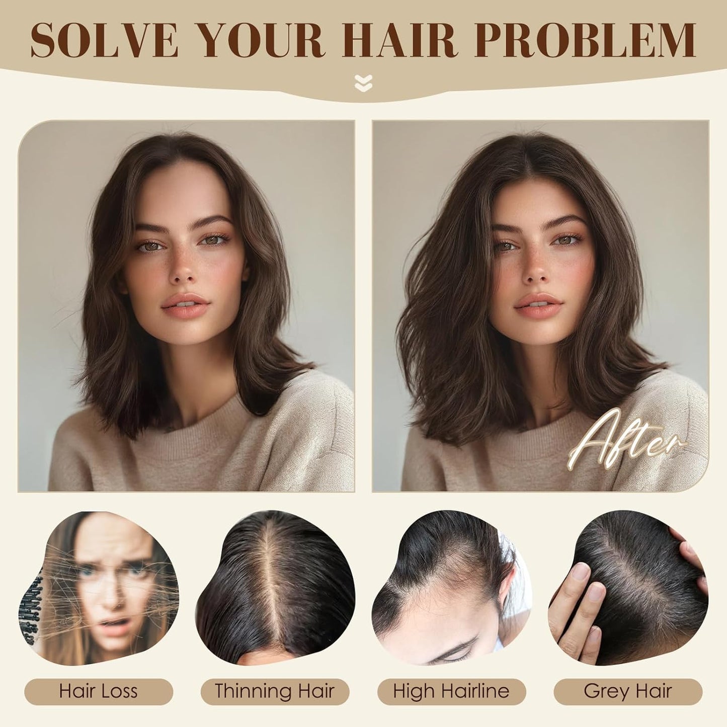 Dark Brown Human Hair Toppers for Women - 360° 3D Clip-In Short Hairpieces | 12 Inch