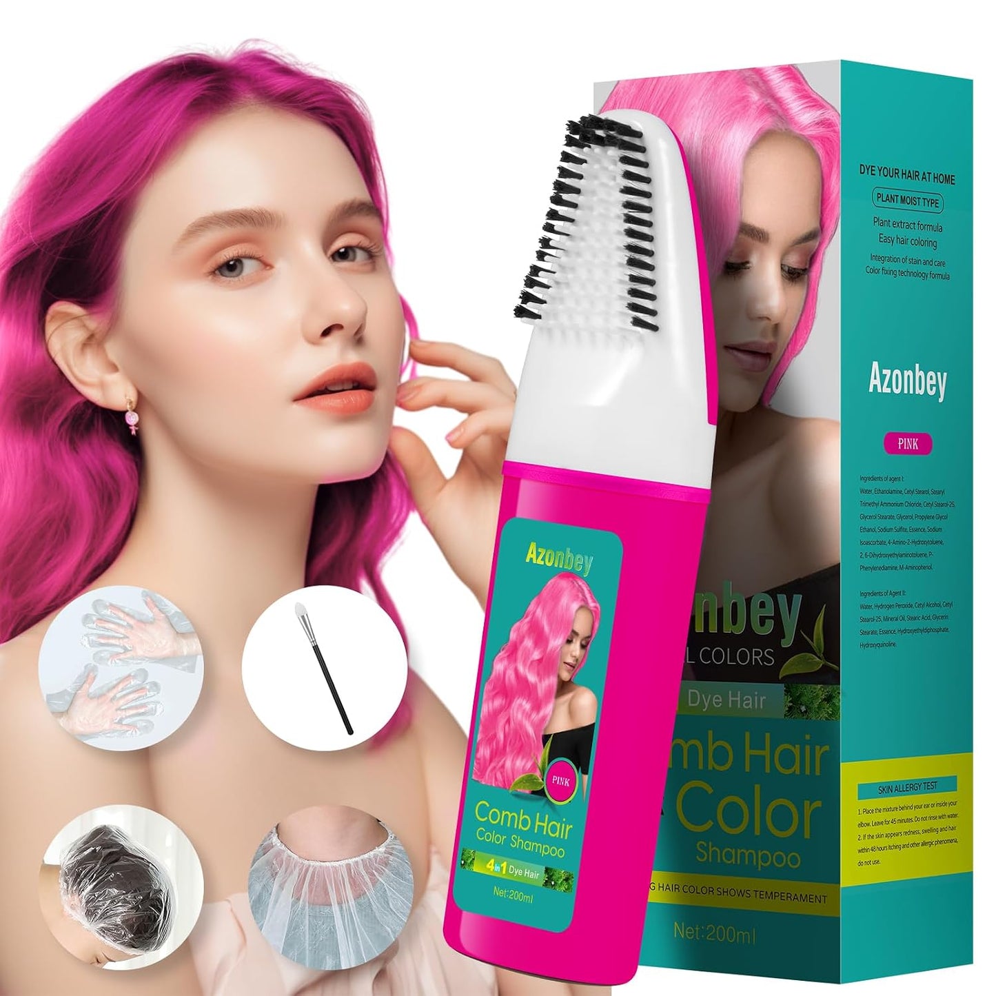 Brown Hair Dye Shampoo for Women - Permanent Gray Coverage | Herbal Plant-Based Formula