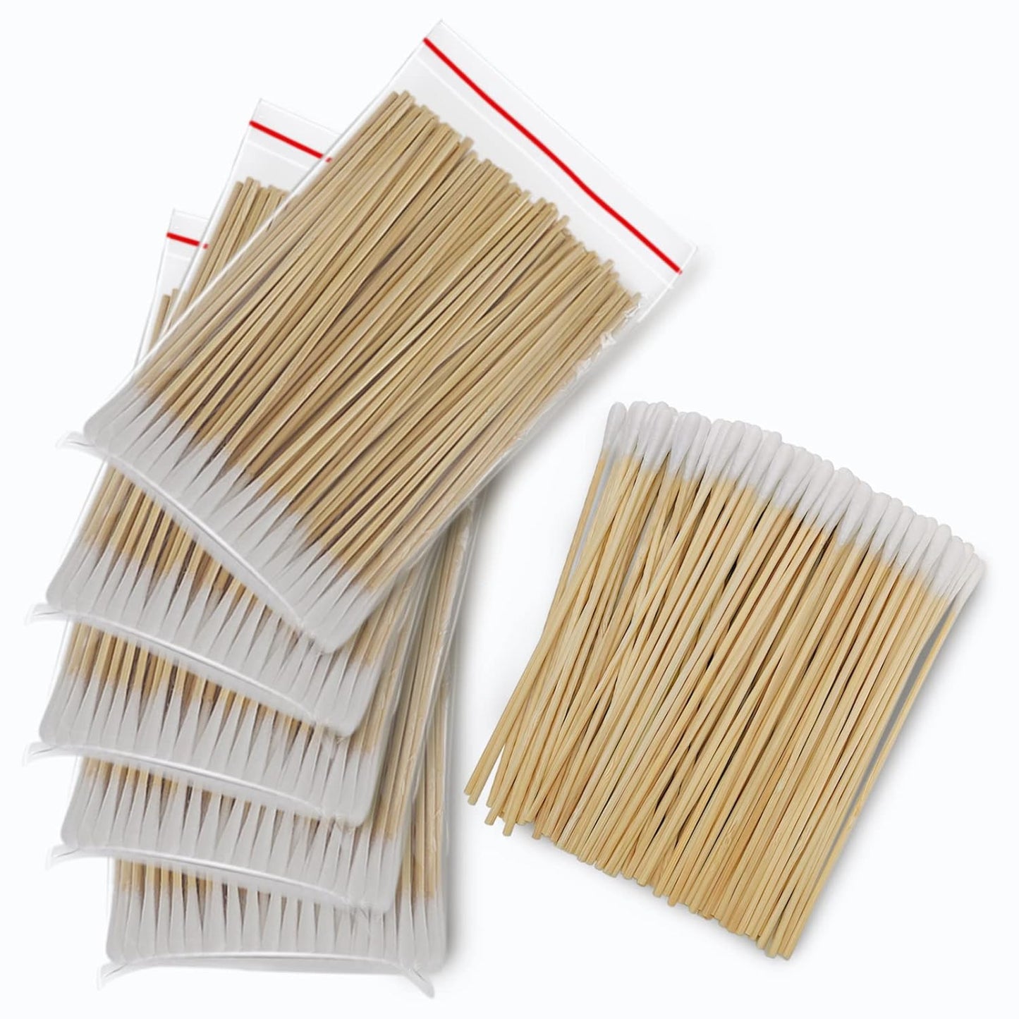 Long Cotton Swabs - 500 Count Biodegradable Bamboo Tips for Cleaning & Makeup | 6 Inch Storage Case